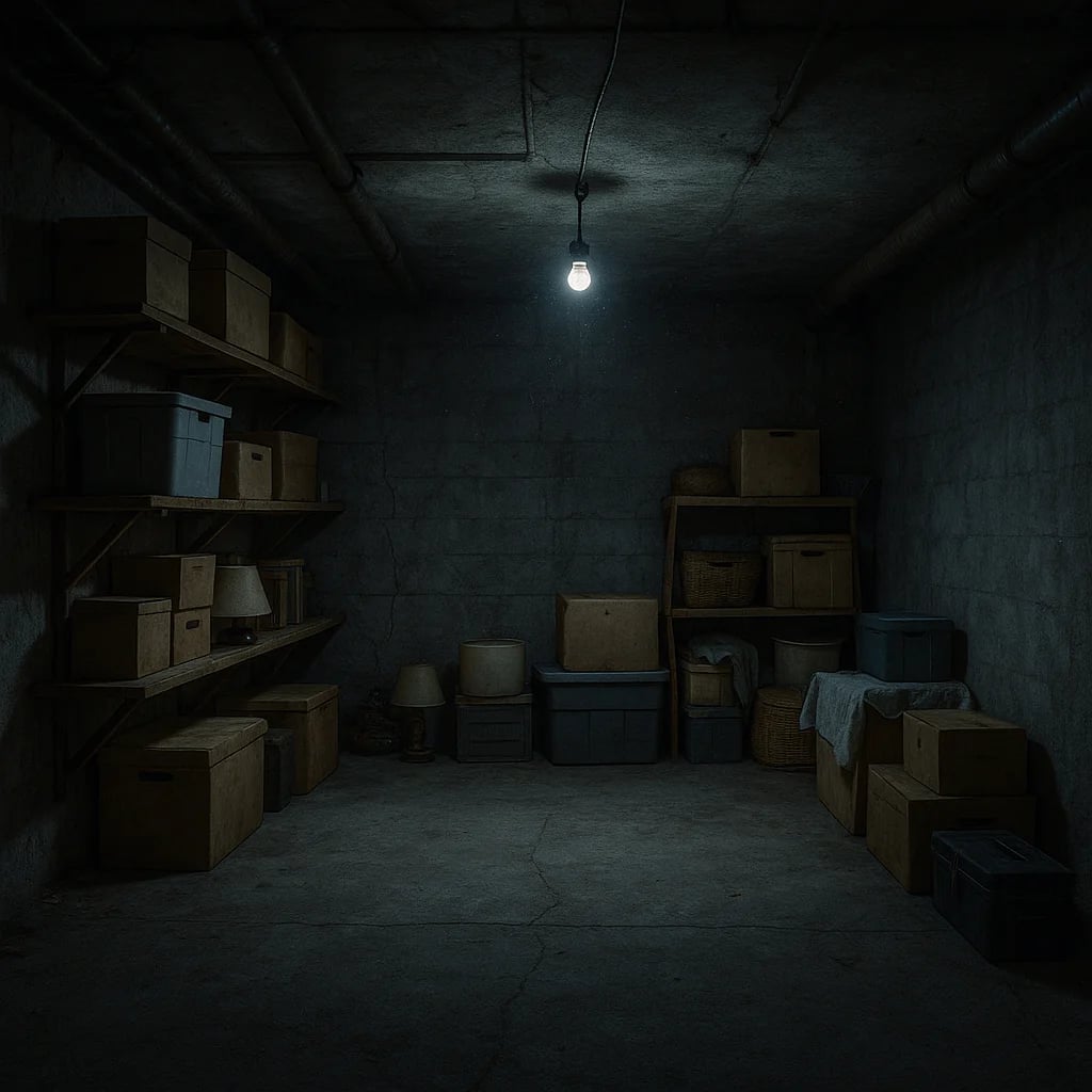 Basement Before Renovation - Unfinished Storage Space